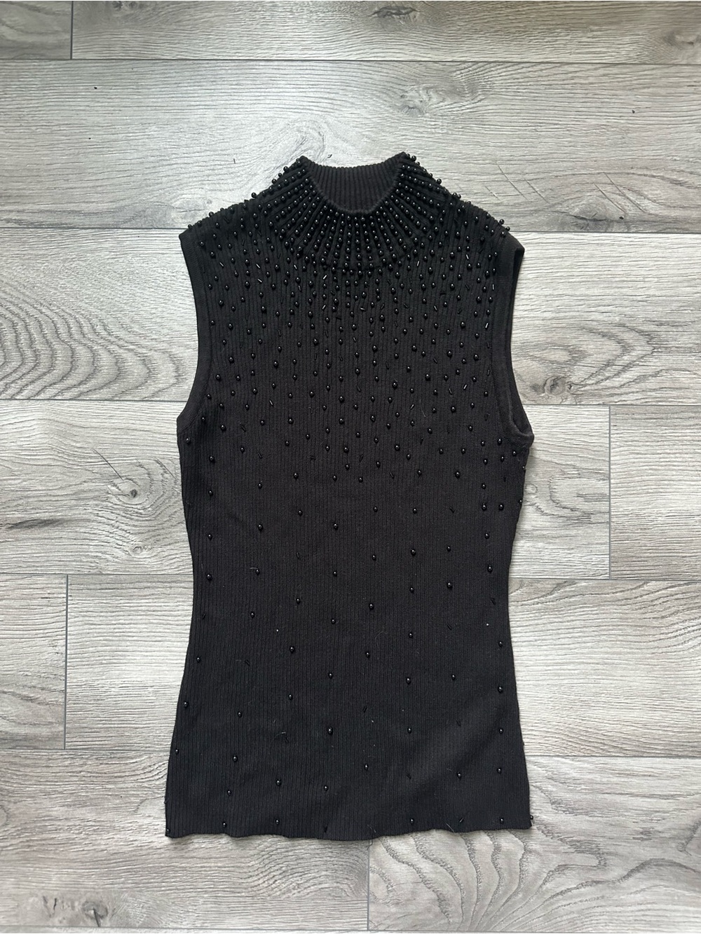 Black beaded sleeveless Top